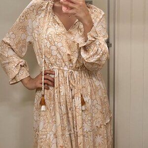 House Of Harlow 1960 Long Sleeve Tassel Mini Dress Size Large Metallic Boho